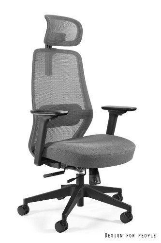 Krzesło biurowe Sonic z zagłówkiem, szary