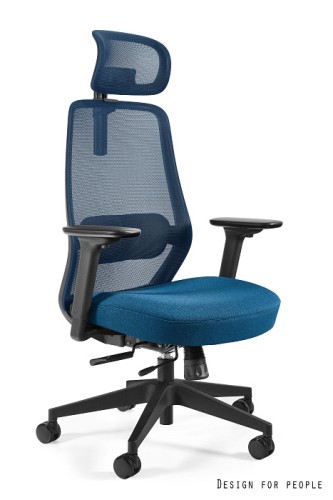 Krzesło biurowe Sonic z zagłówkiem, niebieski